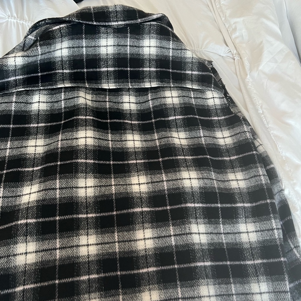 H&M Sleeveless Black And White Plaid Shirt Jacket XXLT - Picture 7 of 14